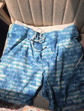 Lululemon Men's Blue Stripe Swim Trunks